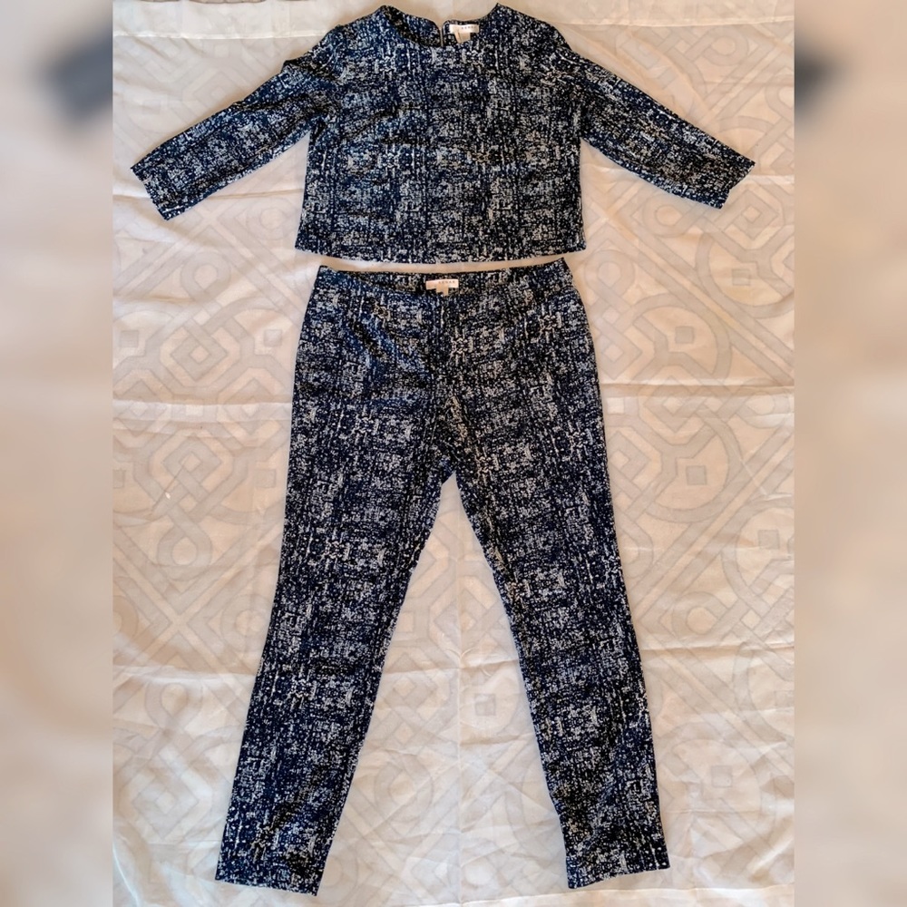 Kenar Navy/off white top and pant set